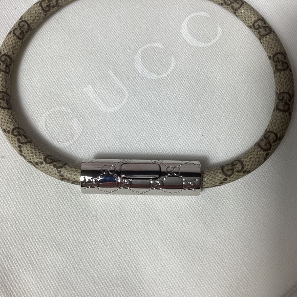 Gucci GG Monogram Canvas and Silver Bracelet - Picture 3 of 5